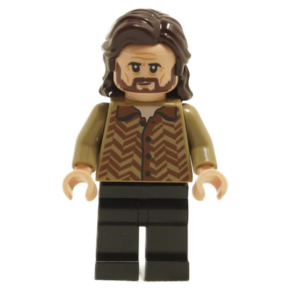 LEGO® Minifigure Sirius Black (hp371) – Dual-Sided Head, Long Wavy Hair, Dark Tan Jacket with Chevron Pattern, from 76404 Advent Calendar 2022