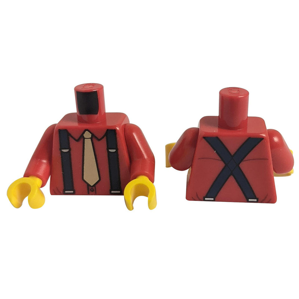 Torso Shirt with Tan Tie and Dark Blue Suspenders Pattern / Red Arms / Yellow Hands