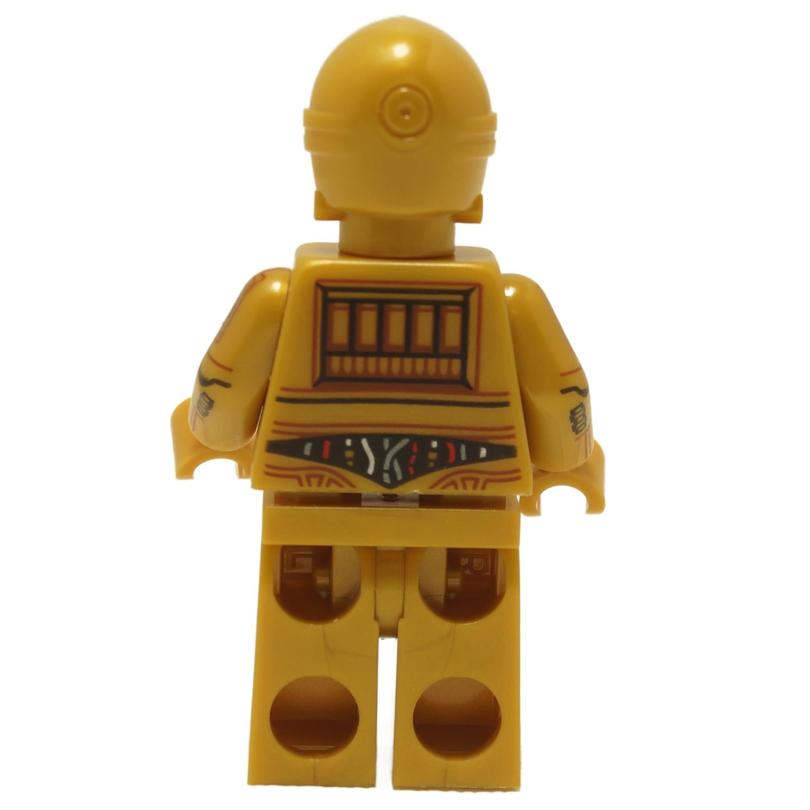 LEGO C-3PO minifigure back view with gold body and detailed printed arms and legs sw1201