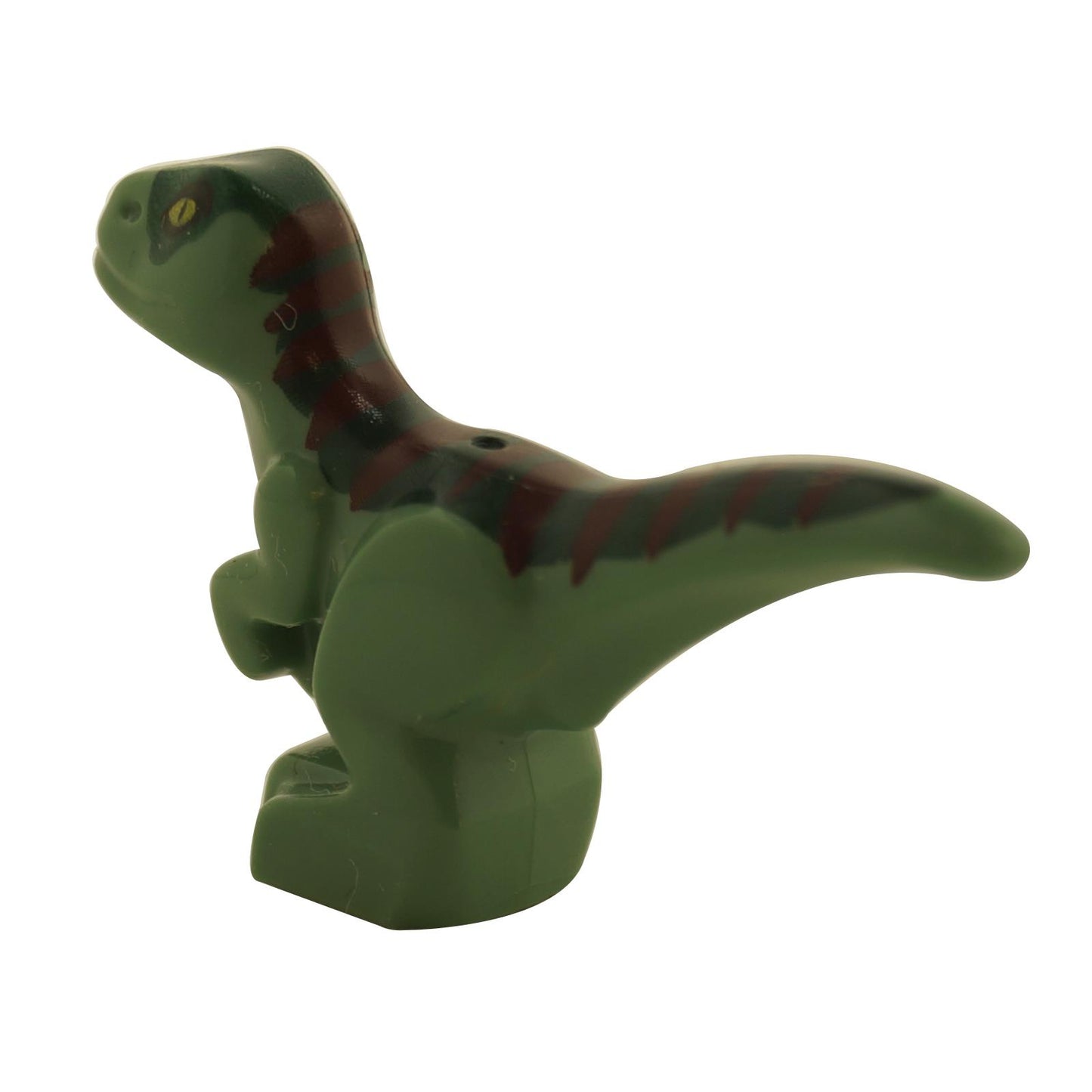 rear view of LEGO® baby dinosaur figure 37829pb09 in green with dark green back markings