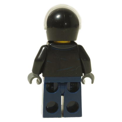 LEGO® Speed Champions Lamborghini Countach Driver minifigure (sc095) back view showing dark blue pants and black jacket.
