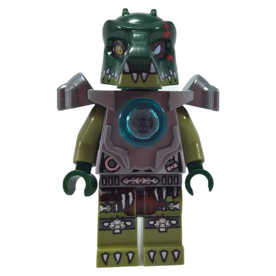 LEGO 미니피규어 크래거, 복잡한 악어 테마의 디테일을 보여주는 중장갑 - loc063new