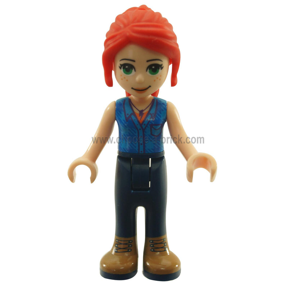 LEGO - Friends Mia, Tmavě Modrá Kalhoty, Tmavá Azure Kostkovaná košile, Červená Cop