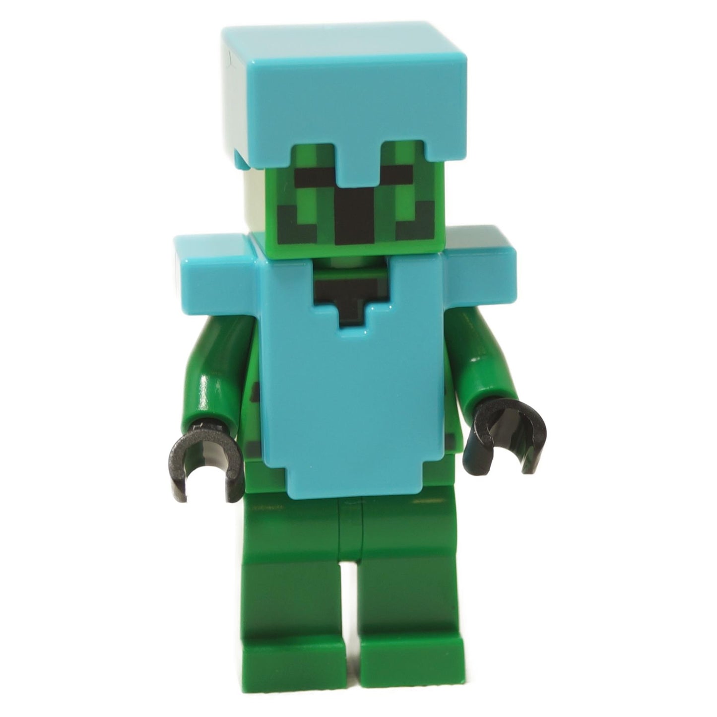 Cactus knight minifigure with green body and light blue armor helmet
