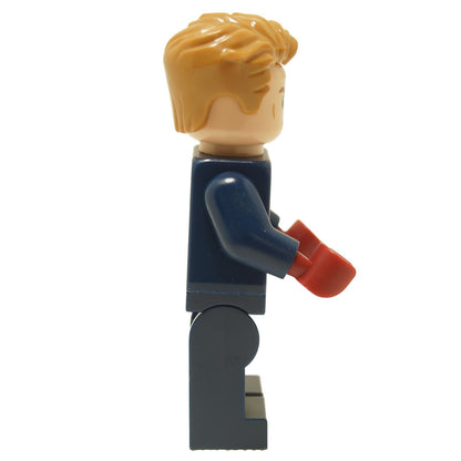 LEGO Captain America minifigure side view with dark blue suit, dark red hands and blond hair sh0908