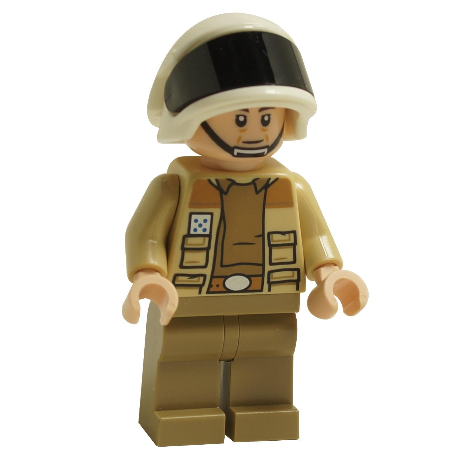 LEGO® Captain Antilles minifigure sw1328 wearing a tan rebel officer uniform and white helmet

