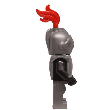LEGO Castle Knight Statue minifigure bdp236 with metallic armour and red plume side