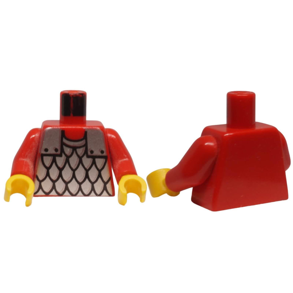 LEGO® Castle torso with silver scale mail armor print and red arms