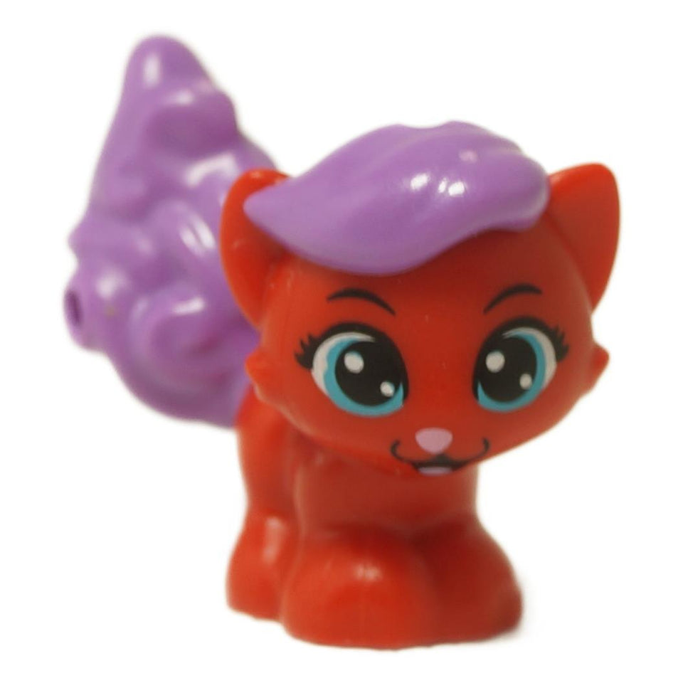LEGO® Disney Princess™ cat figure, Treasure (Ariel's kitten), with red fur and purple hair and tail.