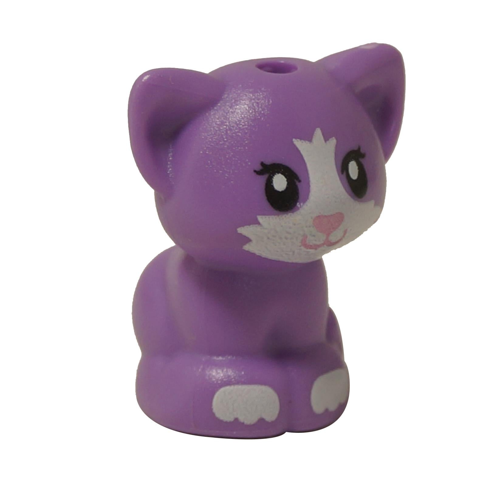 LEGO® Friends Baby Kitten figure, sitting, with a metallic pink nose and white paws.