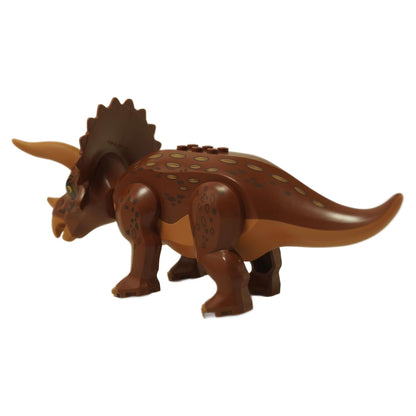 back view of LEGO® Triceratops dinosaur with Medium Nougat and Dark Brown markings from Jurassic World set 76959