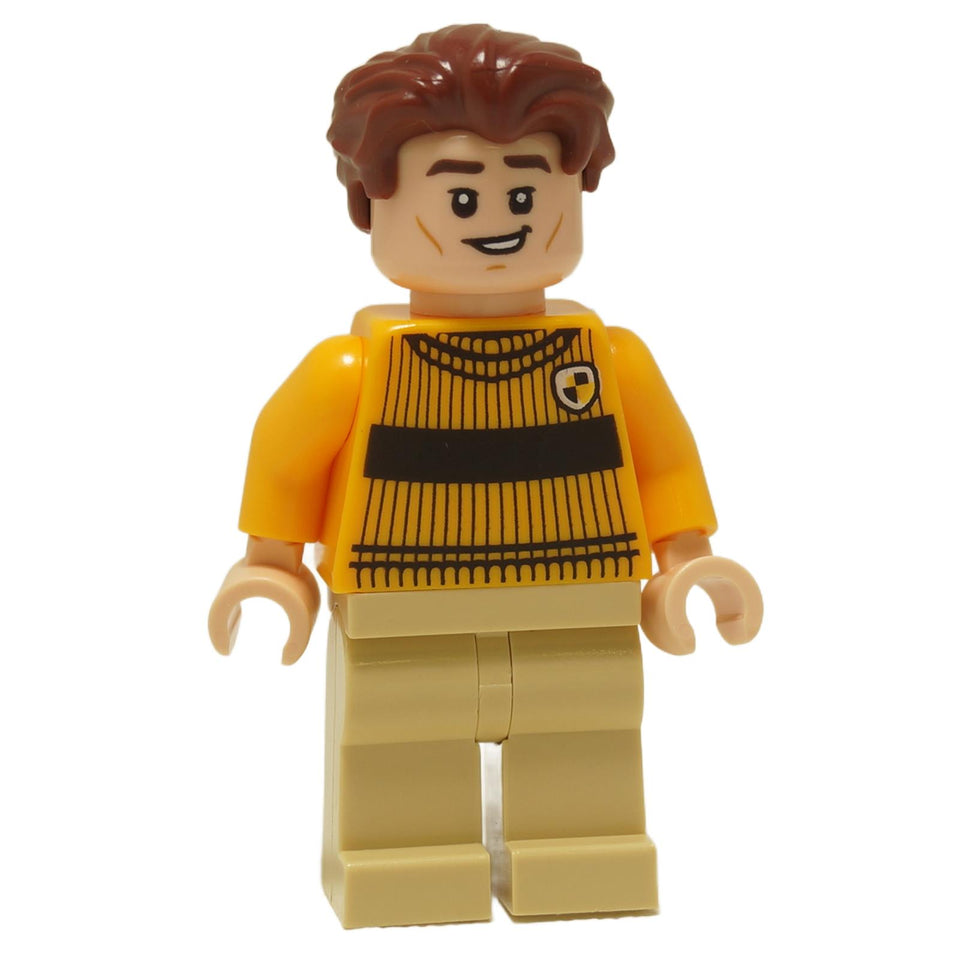 LEGO® Cedric Diggory minifigure with Hufflepuff Quidditch uniform and smiling face