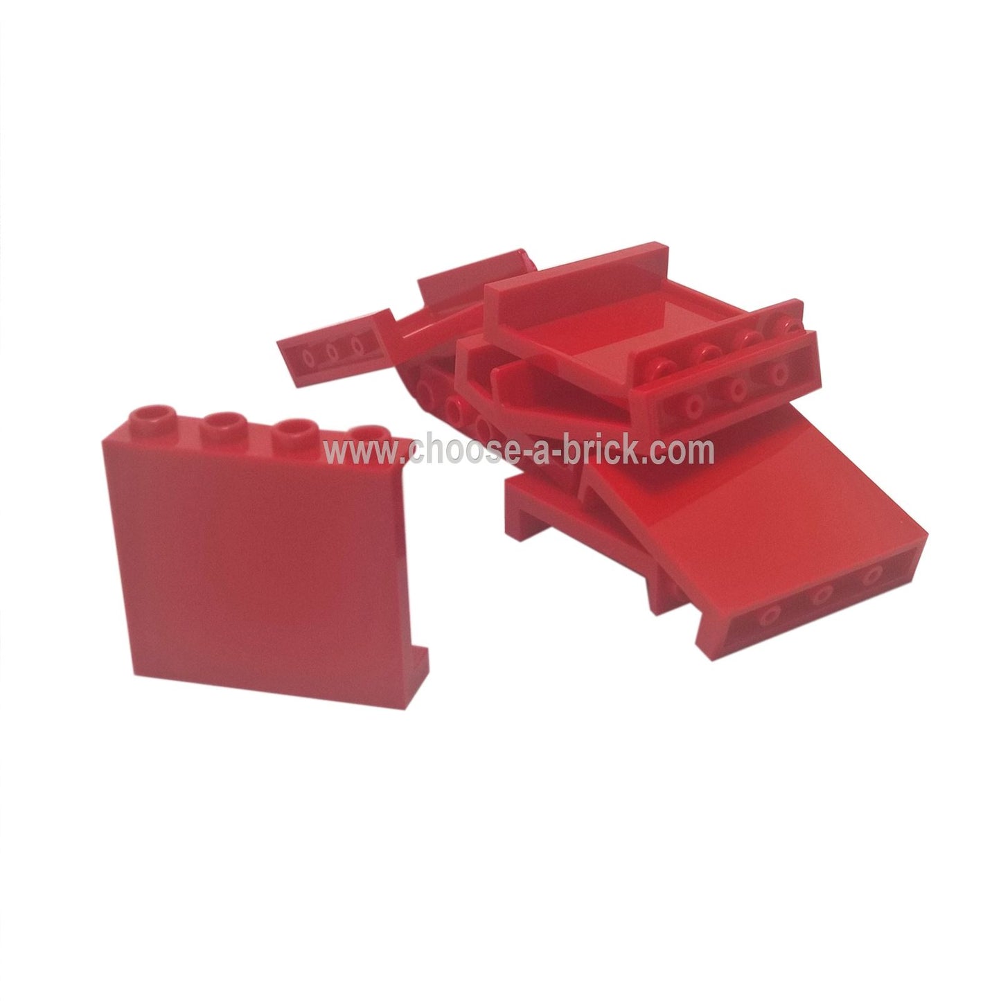 LEGO® Panel 1 x 4 x 3 with Side Supports – Hollow Studs (60581) in Red. A bold and classic LEGO® panel piece for vehicles, buildings, and creative MOCs.
