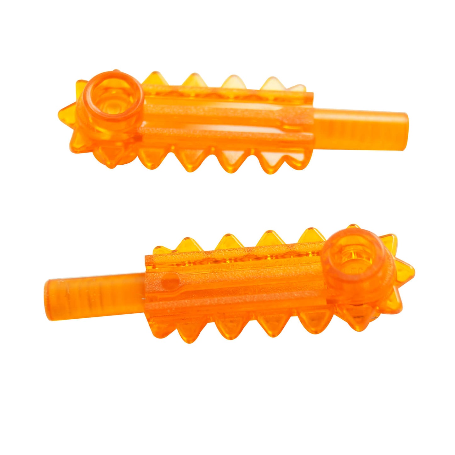 Transparent orange chainsaw blade 6117 minifigure tool accessory with jagged cutting edge detail