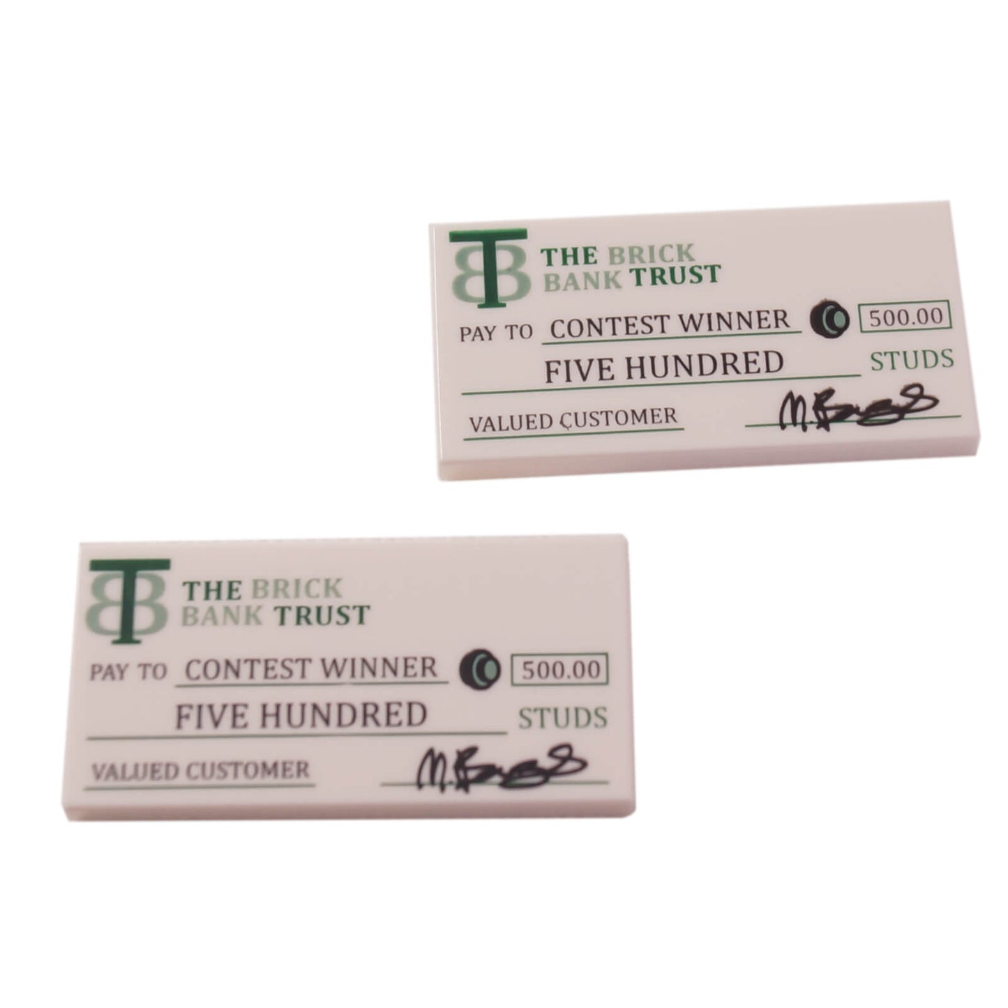 LEGO Tile 2 x 4 with The Brick Bank Trust check pattern 87079pb257