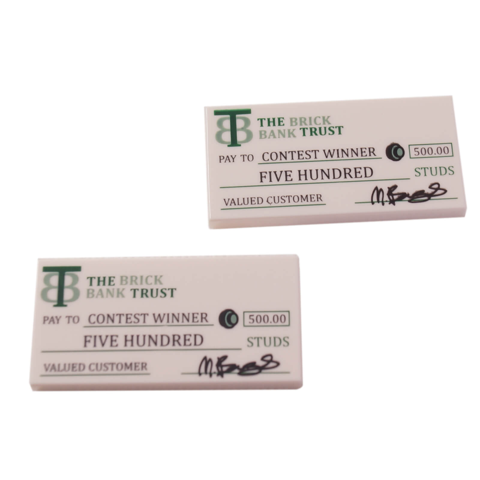 LEGO Tile 2 x 4 with The Brick Bank Trust check pattern 87079pb257