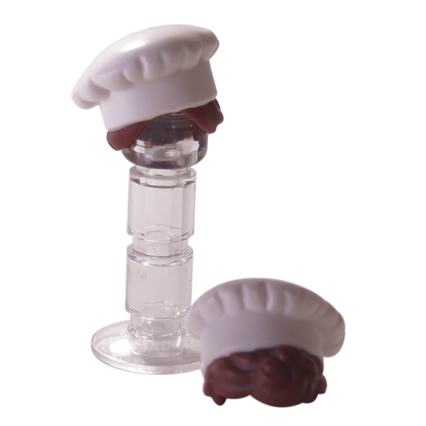 LEGO chef toque with reddish brown hair bun part 31895pb01