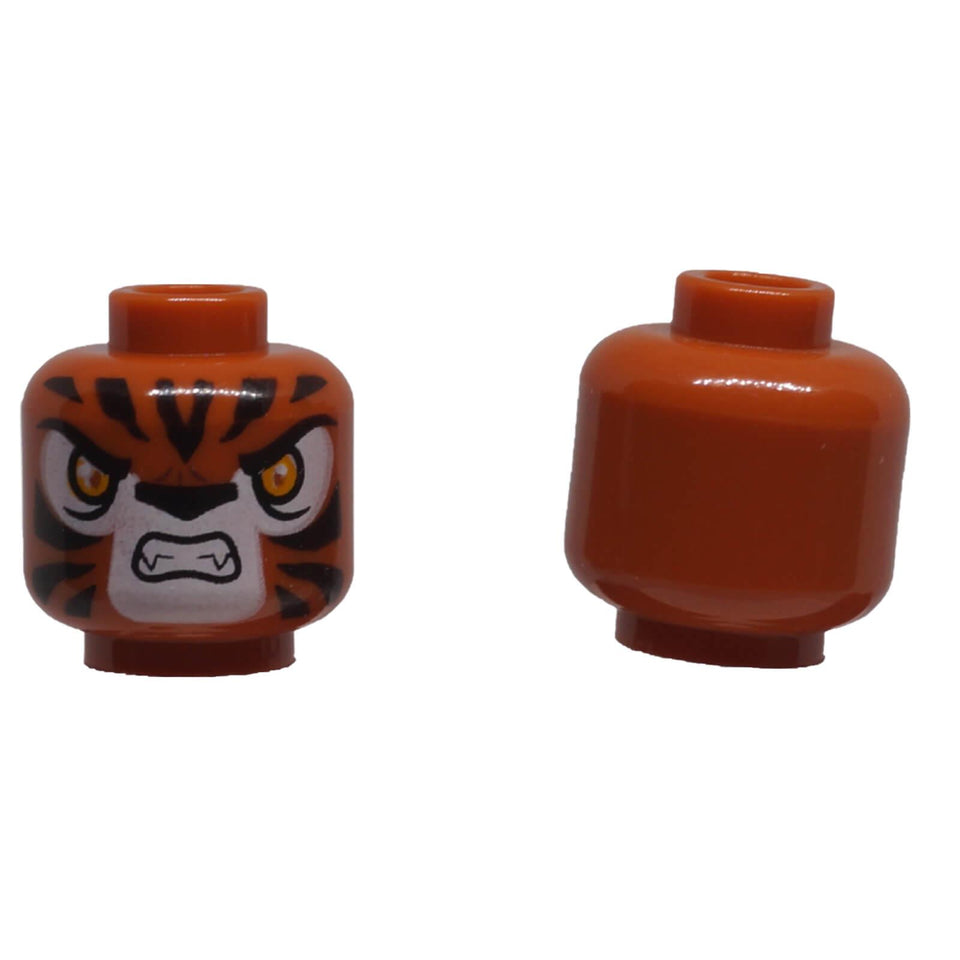 LEGO® Chima Tiger minifigure head 3626pb1299 showing snarling tiger face and plain reverse