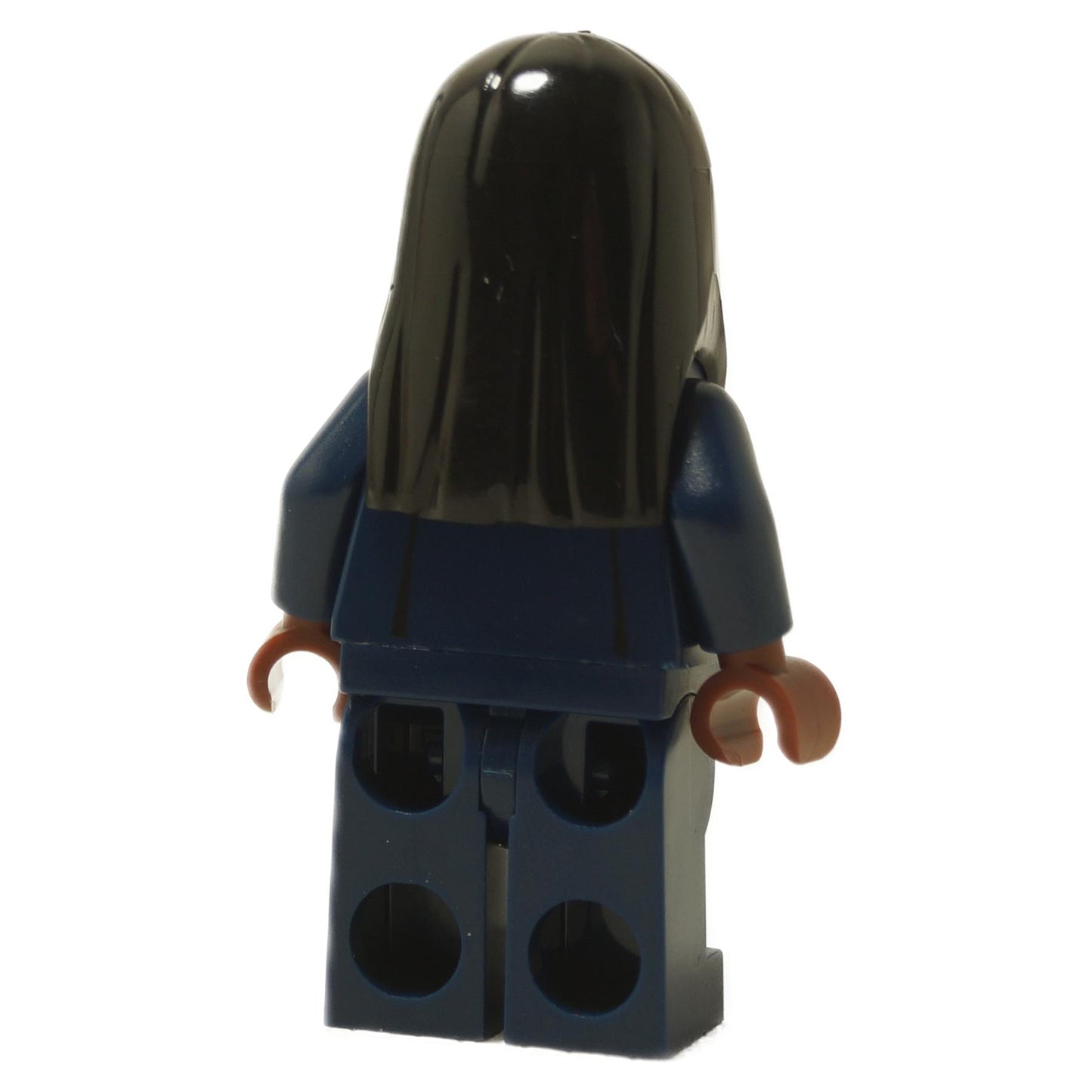 Cho Chang minifigure wearing a dark blue Ravenclaw Quidditch uniform with printed torso and matching legs, back profile view.