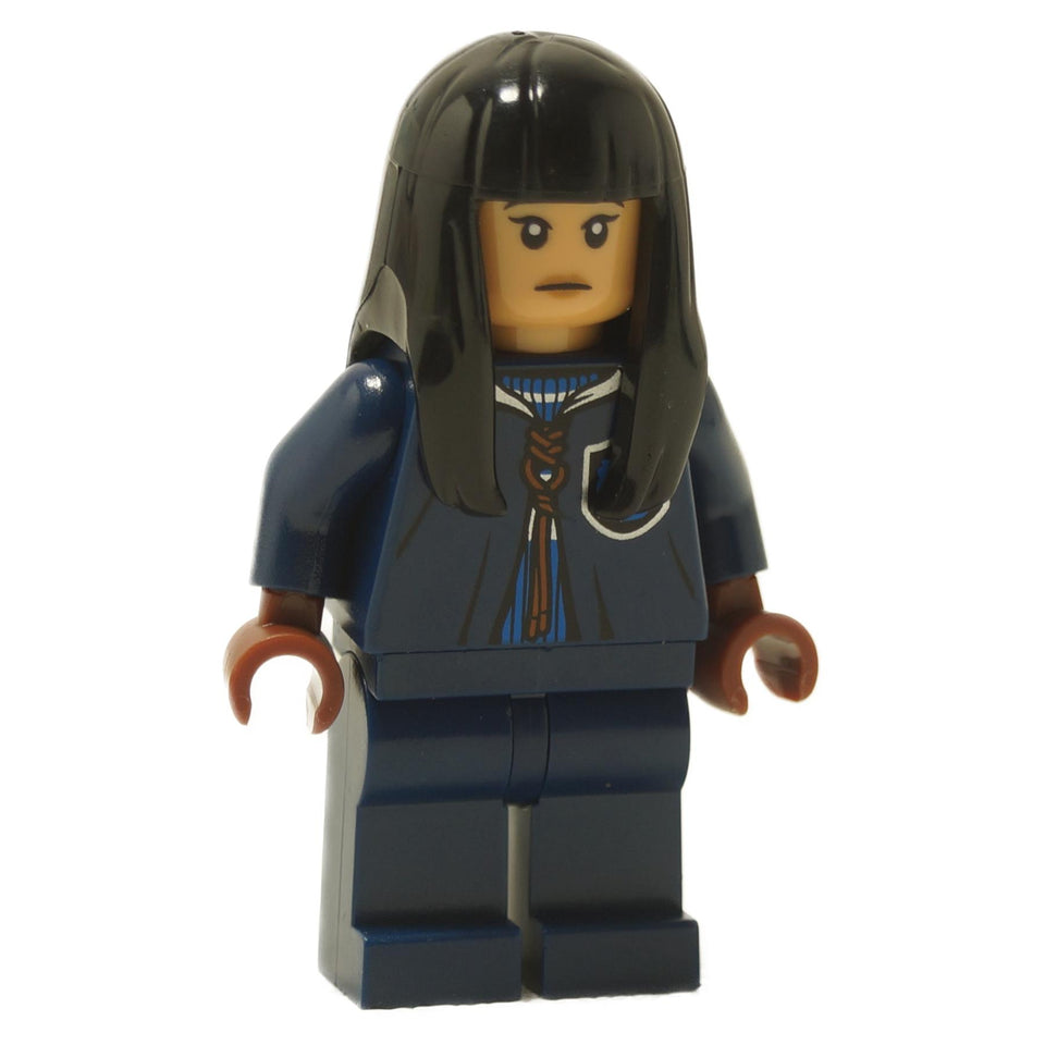 Cho Chang minifigure wearing a dark blue Ravenclaw Quidditch uniform with printed torso and matching legs
