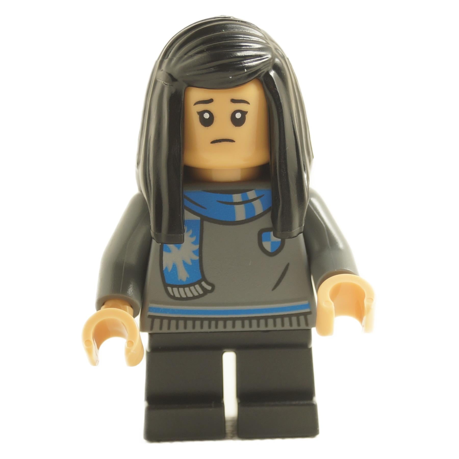 Cho Chang hp522 minifigure with Ravenclaw sweater, blue scarf and long dark hair piece