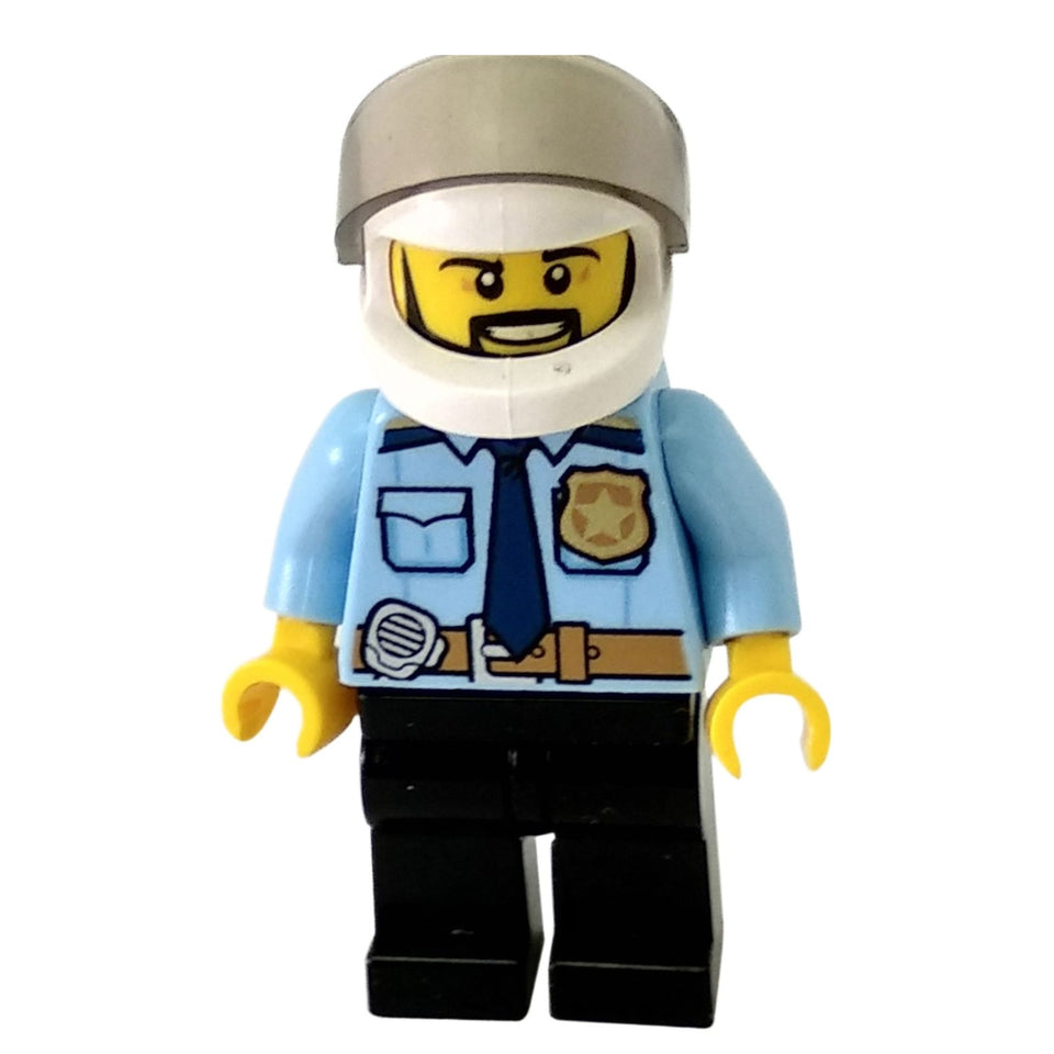 LEGO® City Police Officer minifigure with a white helmet, black beard and white uniform shirt, MPN cty0776.