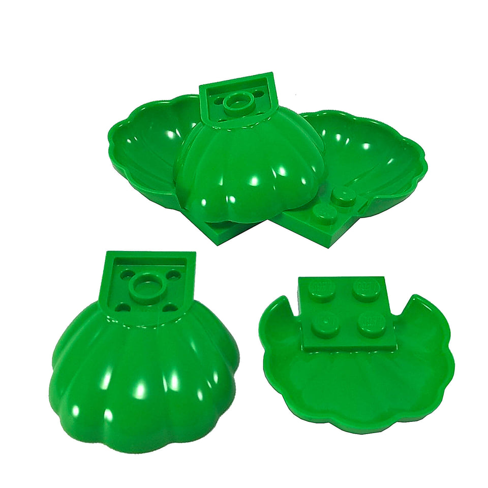 LEGO® clam scallop shell with 4 studs in bright green