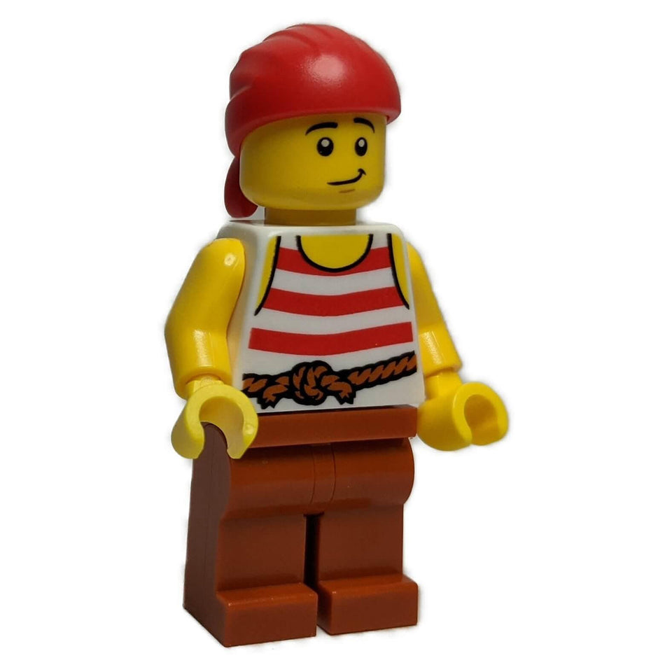 LEGO Pirate Minifigure Red Head Wrap White Red Striped Shirt pi187