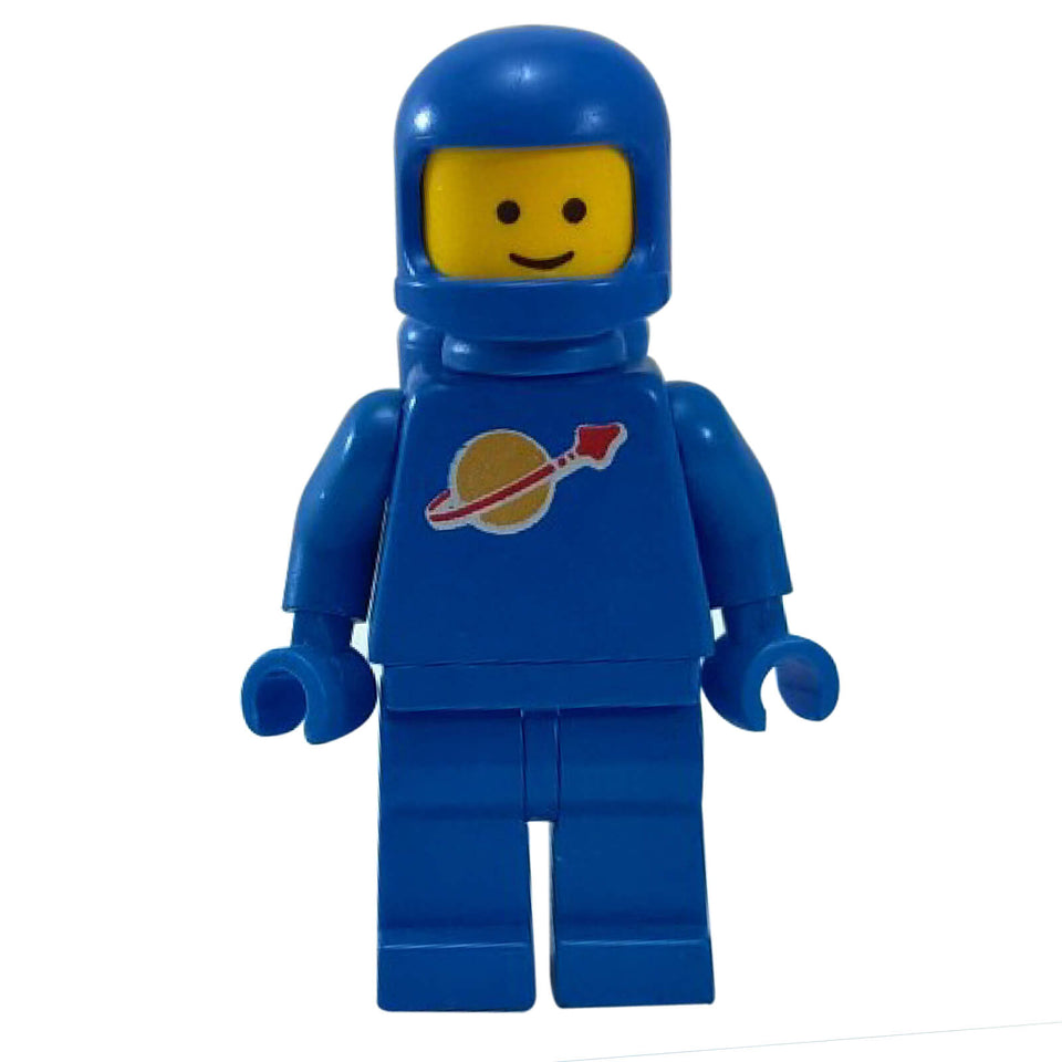 LEGO® Classic Space Blue Astronaut Minifigure (sp004) with smiling face and iconic planet logo on torso.