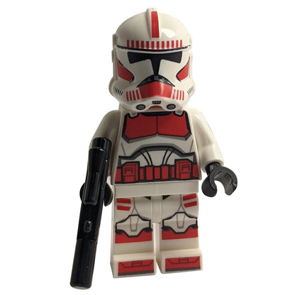 LEGO Minifigur Klon-Schocktruppe, Coruscant-Wache (Phase 2) - Nougat Kopf mit Waffe - sw1305wpnew (Bereitstellungspose)