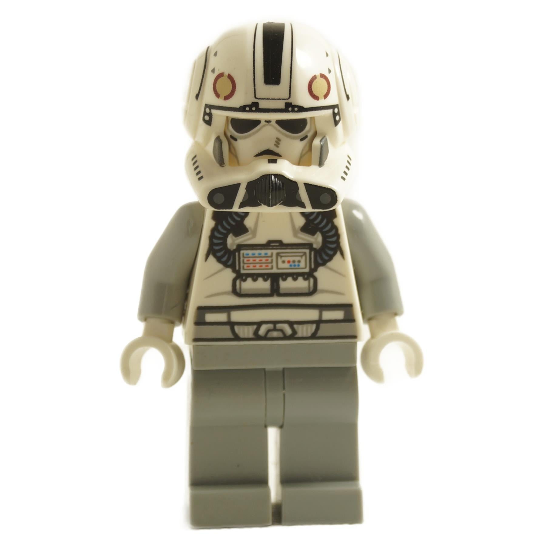 LEGO Star Wars Clone Trooper V-Wing Pilot minifigure with light Bluish Gray arms and legs, and a white head.