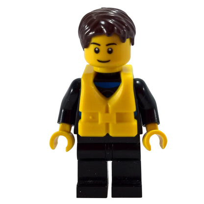 LEGO® City Coast Guard Sailor minifigure cty0413 wearing a black wetsuit and yellow life vest