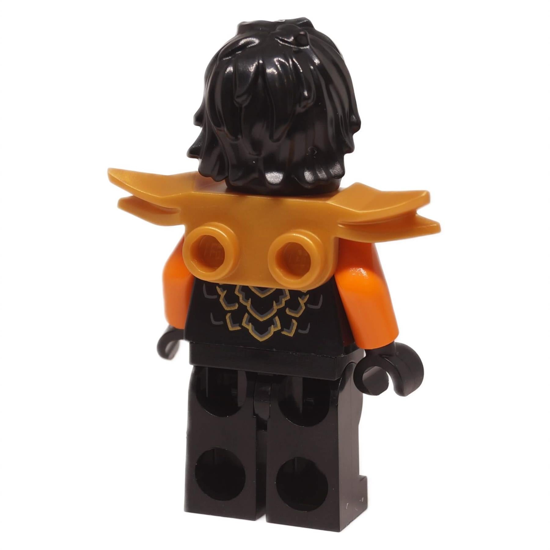 LEGO® NINJAGO® Cole minifigure back view with gold shoulder armor Dragons Rising S4