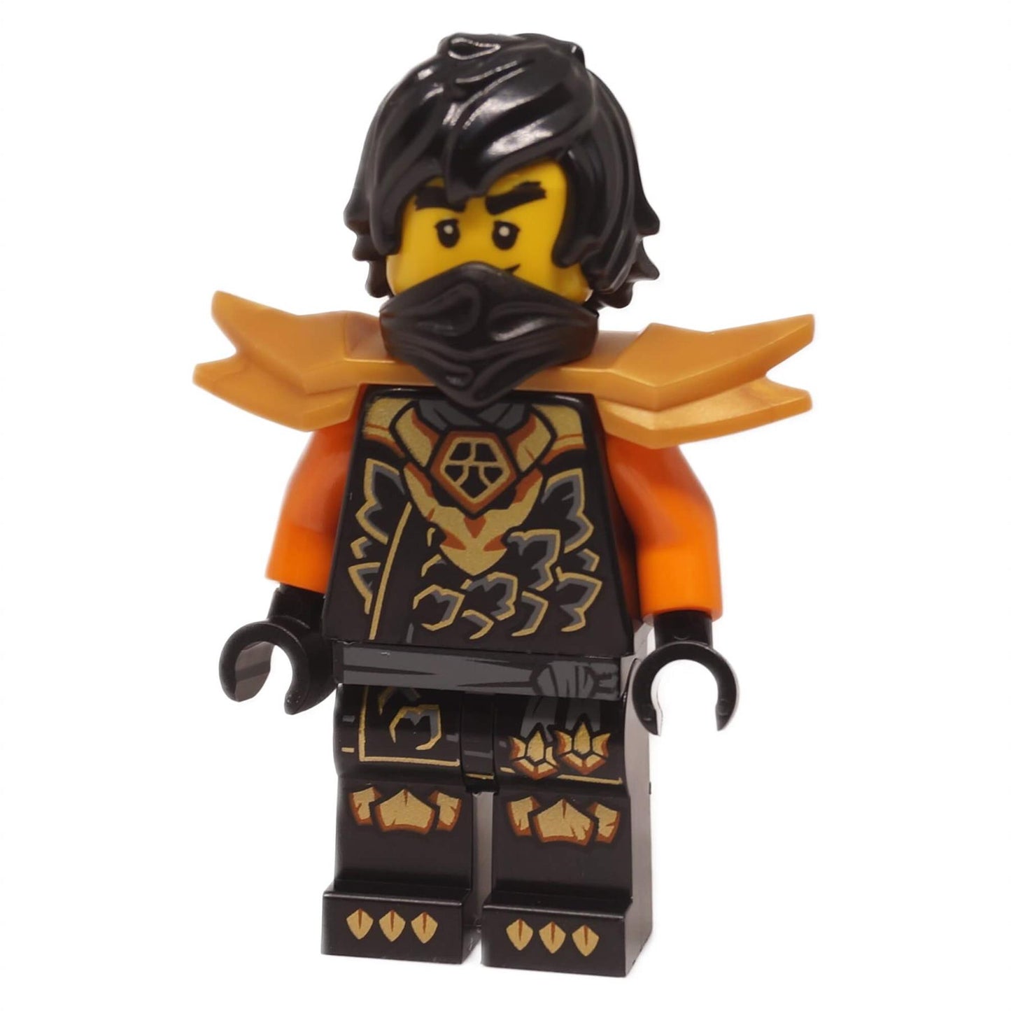 LEGO® NINJAGO® Cole minifigure front view showing black and gold armor Dragons Rising S4