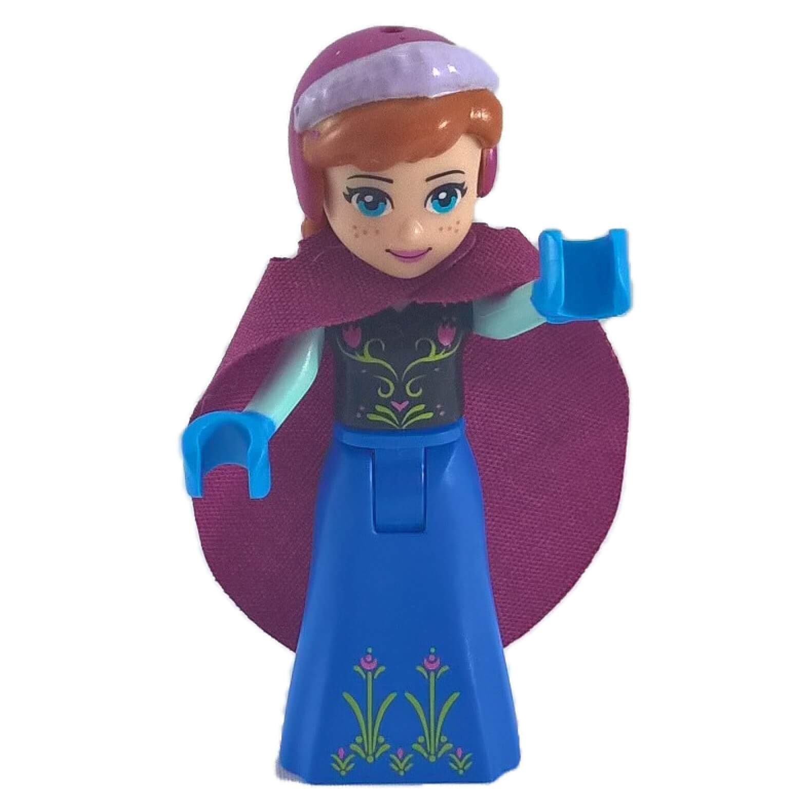 LEGO® Disney™ Anna mini-doll with winter cape, magenta hat, and floral blue skirt from Frozen