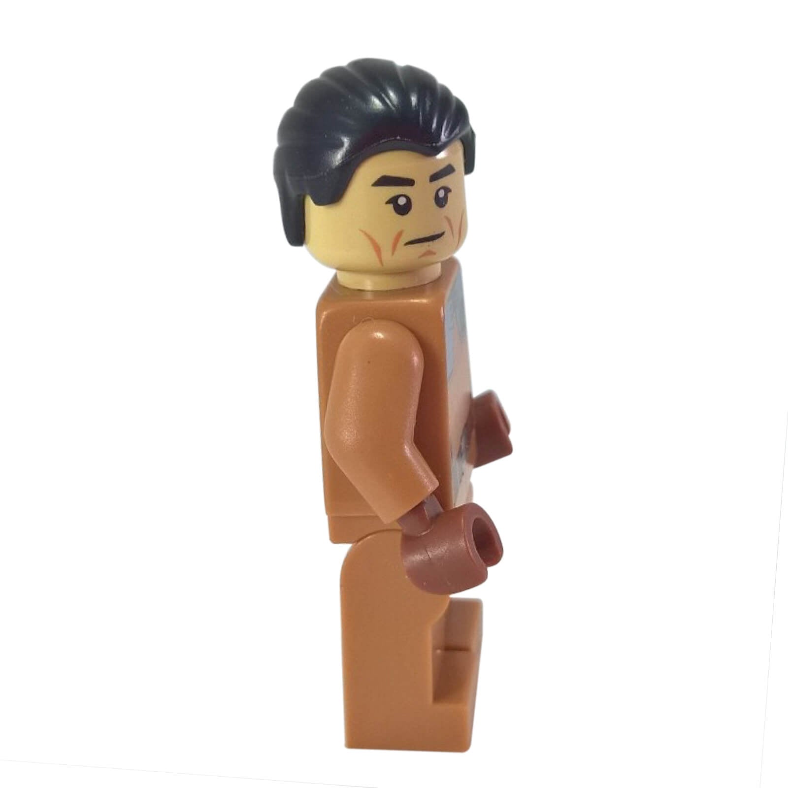 LEGO Star Wars Commander Sato minifigure sw0758 tan uniform scar, side profile.