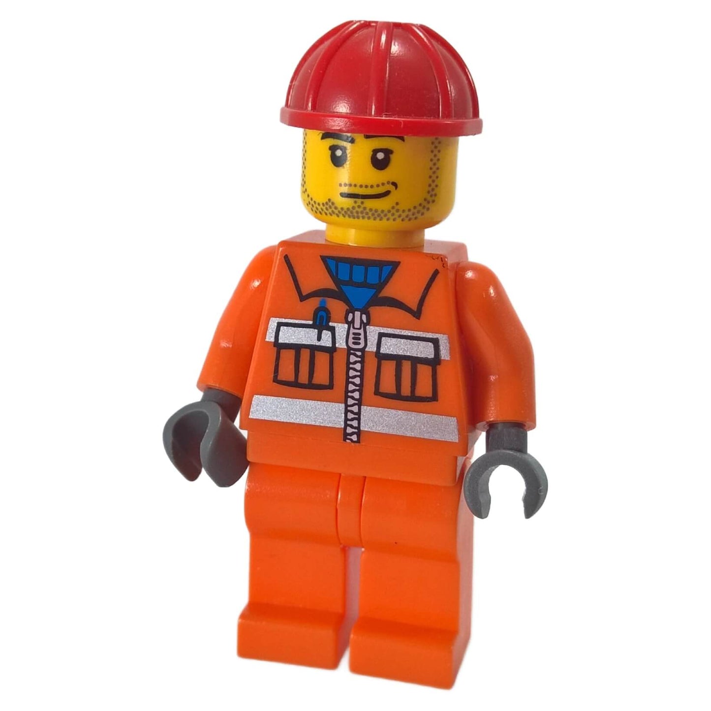 Construction Worker cty0113 minifigure with orange jacket and red helmet
