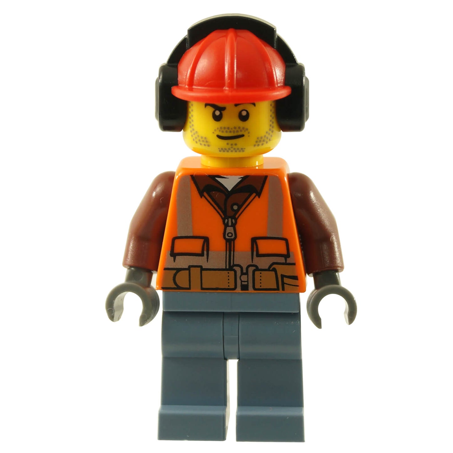 Construction Worker cty0955 minifigure with orange safety stripes and hard hat
