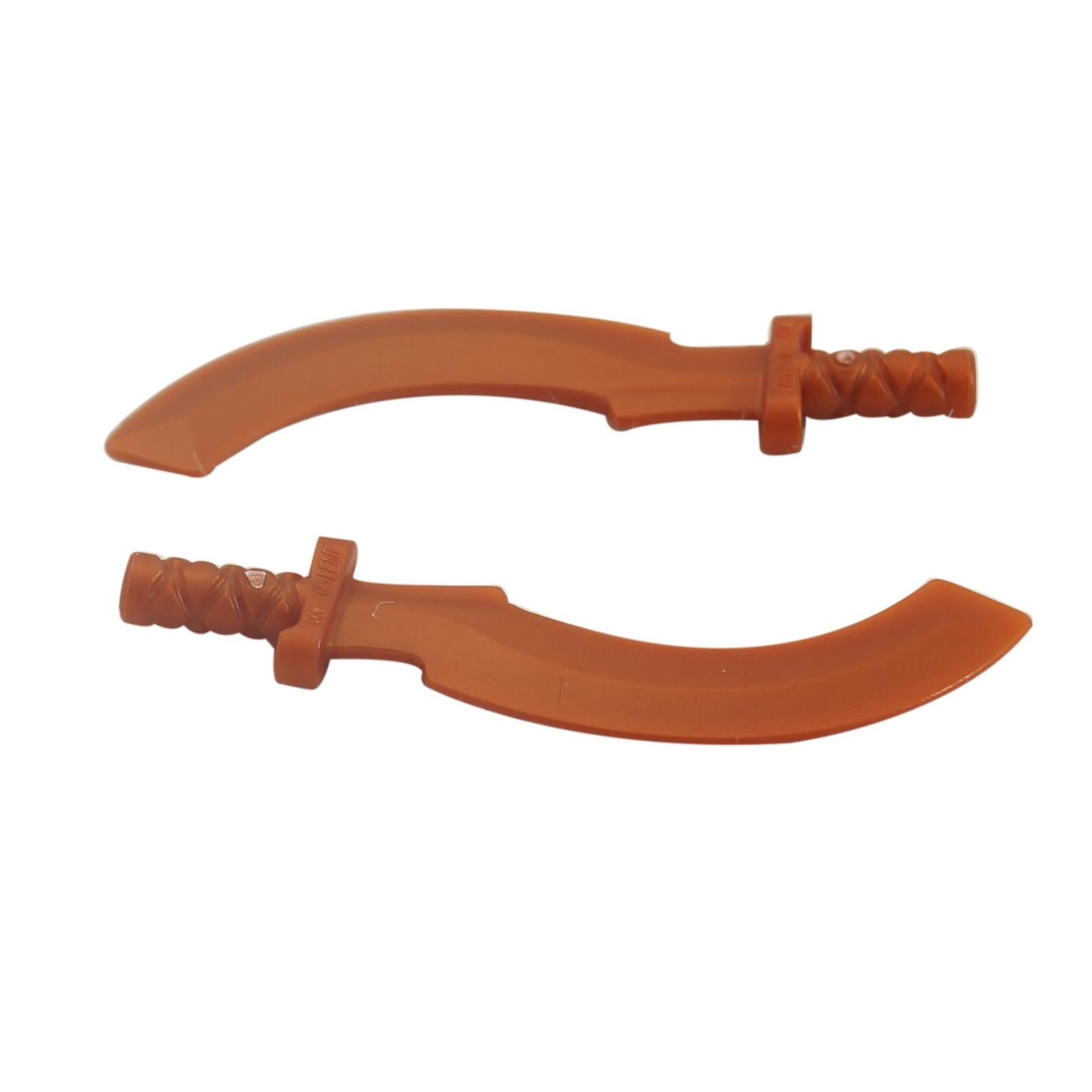 Copper khopesh sword minifigure weapon 93247 featuring a curved sickle-style blade and detailed molded handle