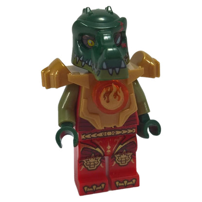 LEGO® Legends of Chima Minifigur Cragger mit goldener Schulterrüstung und Fire Chi-Orb aus dem Set 70144 Lavals Feuerlöwe