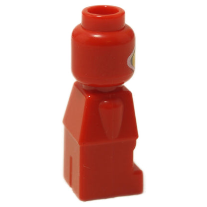 Side view of red Creationary microfigure with hooded head and plain red body

