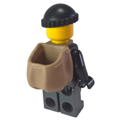LEGO criminal minifigure black jacket prison shirt beanie stubble cty452