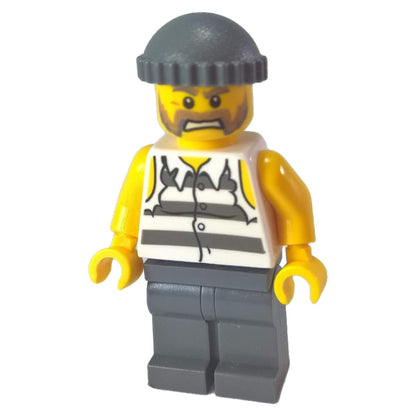 LEGO Minifigura Ladrão com traje escuro, segurando um acessório de pé de cabra - cty0481new