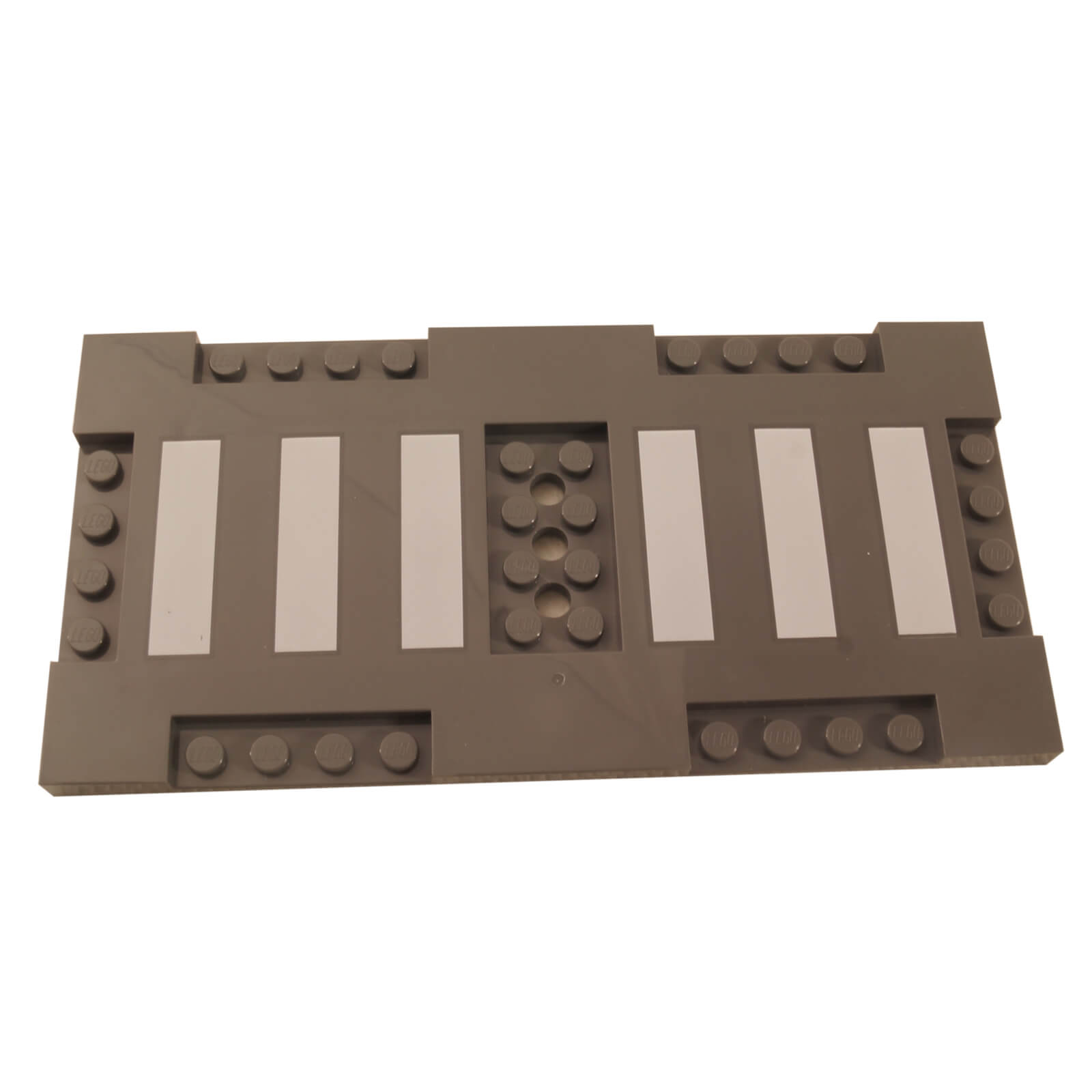LEGO® dark bluish gray crosswalk brick 71772pb01 with six white printed stripes