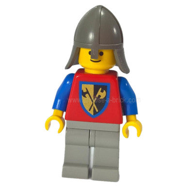 LEGO® Crusader Axe Knight minifigure cas109 with light gray legs and dark gray neck protector helmet