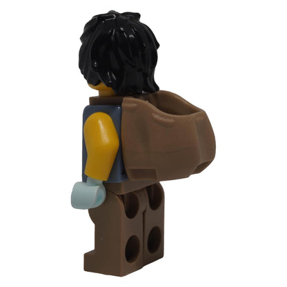 LEGO® City Jungle Explorer Medic cty1780 rear view showing black hair and large dark tan open backpack
