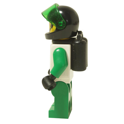 LEGO® Space Police II Officer minifigure (sp037) side view showing green visor and black air tank.
