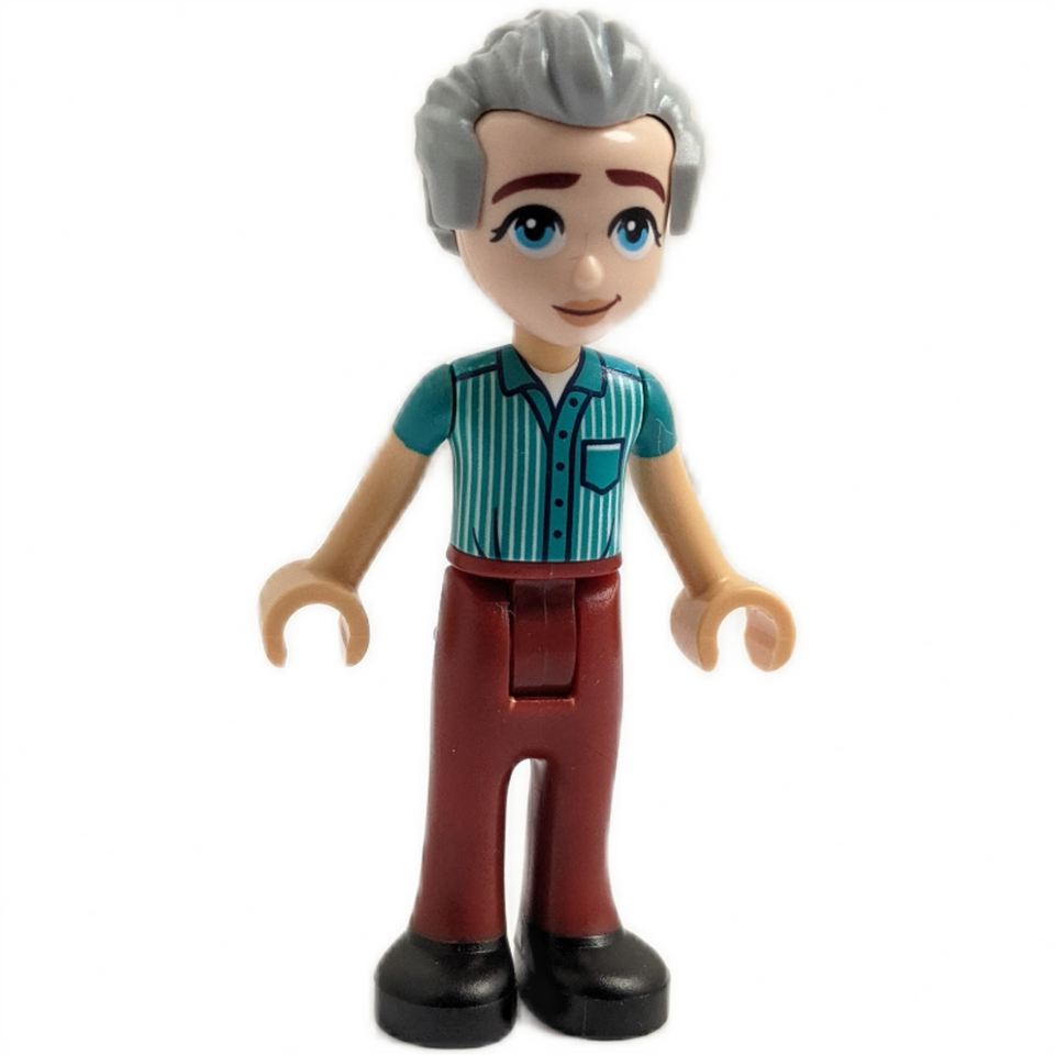 Friends Stanley - Dark Turquoise Shirt, Dark Red Trousers, Black Shoes, Silver Glasses