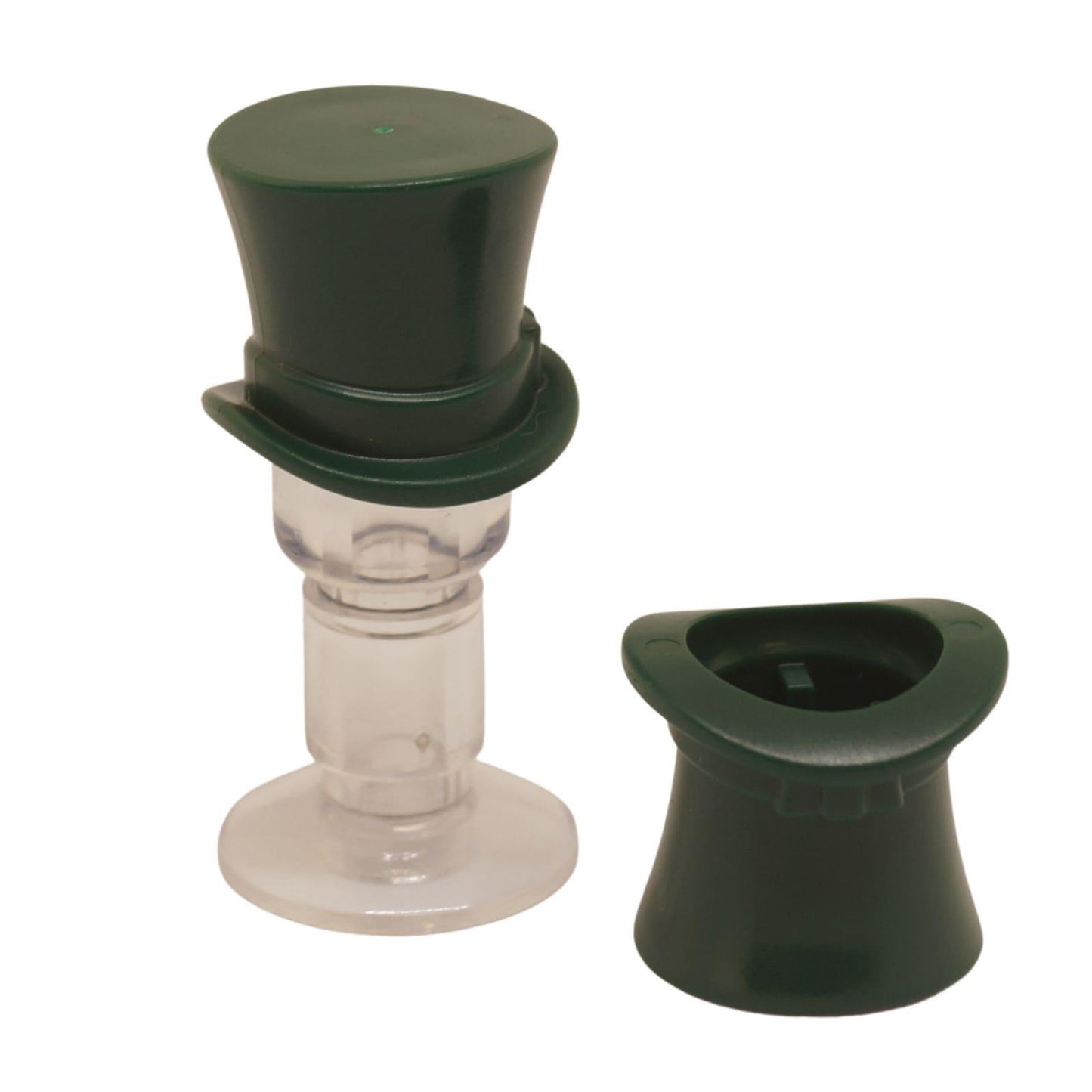 LEGO® minifigure top hat with ribbon detail, classic tall cylindrical design for formal or character minifigures, dark green color
