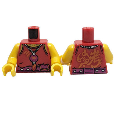 Red Warrior Torso - Ancient Symbols and Necklace Details